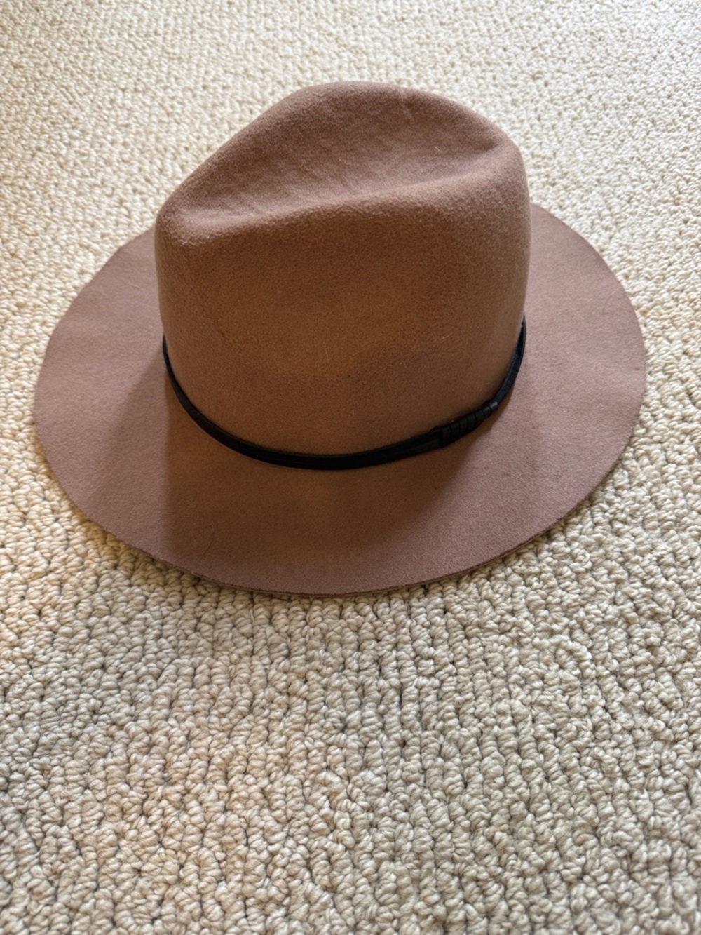 Men's Brown Felt Fedora Hat with Black Band